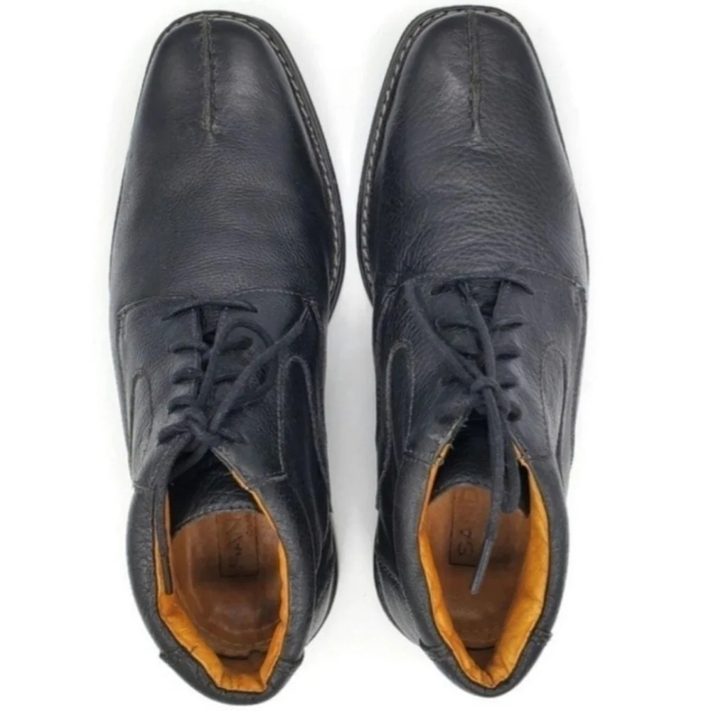 Sandro Moscoloni Bergen Black Soft Leather Split-Toe Lace-Up Derby Chukka Boots